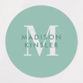 Moderne, eenvoudige Initiaal Groene Blauwe Waterdi Labels (Design 1)