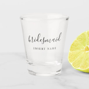 Moderne eenvoudige kalligrafie Bridesmaid Shot Gla Glas