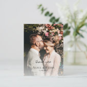 Moderne eenvoudige kalligrafie Foto bruiloft Bedan Briefkaart (Staand voorkant)