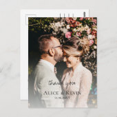 Moderne eenvoudige kalligrafie Foto bruiloft Bedan Briefkaart (Voorkant / Achterkant)