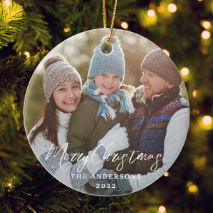 Moderne Eenvoudige Kerst Foto Keramisch Ornament
