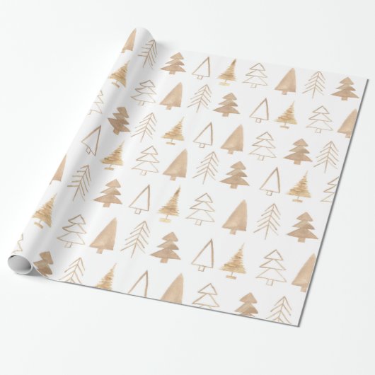 Moderne eenvoudige kerstbomen cadeaupapier (Uitgerold)
