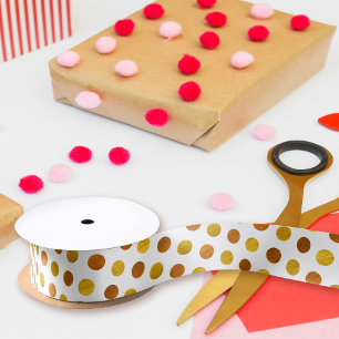 Moderne, eenvoudige klasgelwitte goudpokken lint