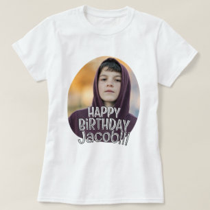 Moderne Eenvoudige Koele Aangepaste Foto Verjaarda T-shirt