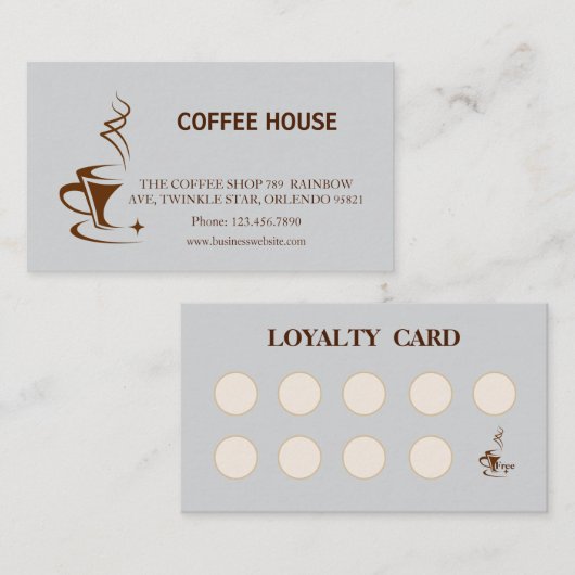 Moderne eenvoudige koffieshop Loyalty Kaart Visitekaartje (Voorkant / Achterkant)