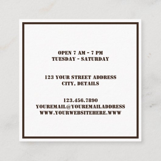 Moderne Eenvoudige Koffiewinkel Bruine Koffiebonen Vierkante Visitekaartje (Achterkant)
