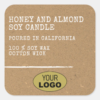 Moderne eenvoudige Kraft Paper Brown-Sjabloon voor Vierkante Sticker