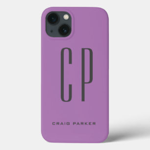 Moderne eenvoudige lavendel voor monogram iPhone 13 hoesje