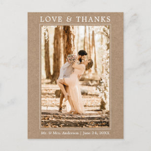 Moderne Eenvoudige Liefde Dank Foto Bruiloft Kraft Briefkaart
