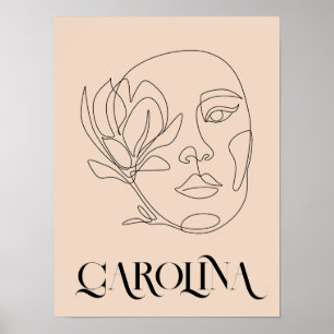Moderne, eenvoudige lijn, zwart-wit, Boho Chic Poster