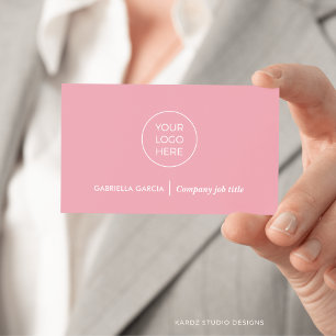 Moderne Eenvoudige Logo QR Code Blush Pink Visitekaartje