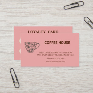 Moderne eenvoudige loyaliteitskaart voor koffiezaa visitekaartje