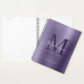 Moderne eenvoudige metalen Paarse monogram geborst Planner (Display)