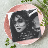 Moderne Eenvoudige minimale foto-QR-code Sociale m Vierkante Visitekaartje