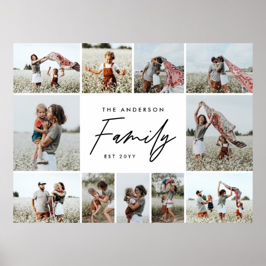 Moderne eenvoudige minimale multi-foto familie cad poster (Voorkant)