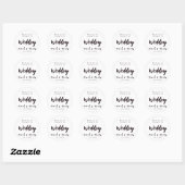 Moderne eenvoudige, minimale witte bruiloft ronde sticker (Vel)