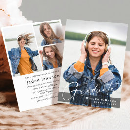 Moderne eenvoudige minimalistische 4 FOTO-graduati Kaart