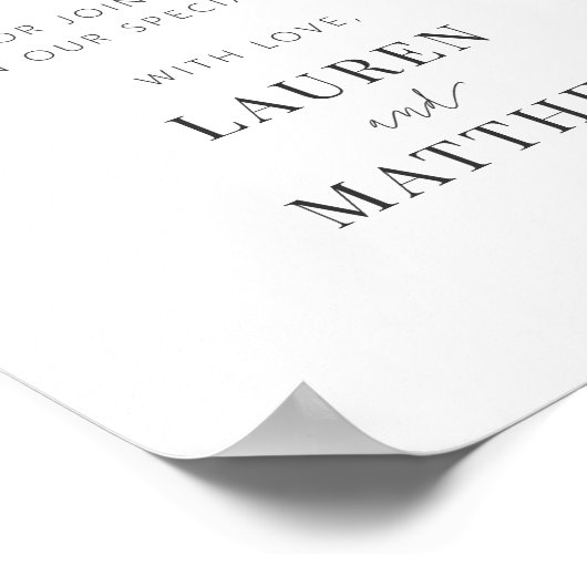 Moderne Eenvoudige Minimalistische Chic Trouw Dank Poster (Hoek)