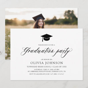 Moderne Eenvoudige Minimalistische Foto Graduation Kaart