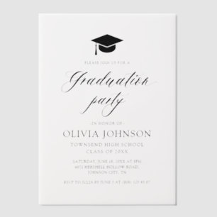Moderne Eenvoudige Minimalistische Foto Graduation Vellum Uitnodigingen