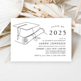 Moderne Eenvoudige Minimalistische GraduPartij Kaart