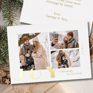 moderne eenvoudige minimalistische Joy Kerst foto Folie Feestdagenkaart