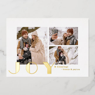 moderne eenvoudige minimalistische Joy Kerst foto Folie Feestdagenkaart