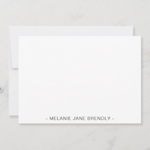 Moderne Eenvoudige Minimalistische Naam Wit Notitiekaartje