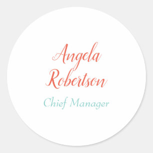 Moderne eenvoudige minimalistische naamgeving ronde sticker