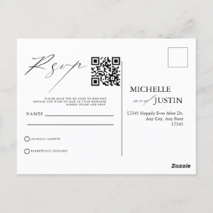 Moderne eenvoudige minimalistische QR-code RSVP-be Briefkaart