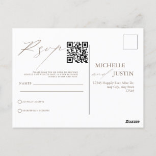 Moderne eenvoudige minimalistische QR-code RSVP-be Briefkaart
