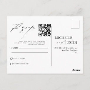 Moderne Eenvoudige Minimalistische Trouw QR Code R Briefkaart