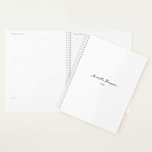 Moderne eenvoudige minimalistische witte scriptnaa planner (Display)