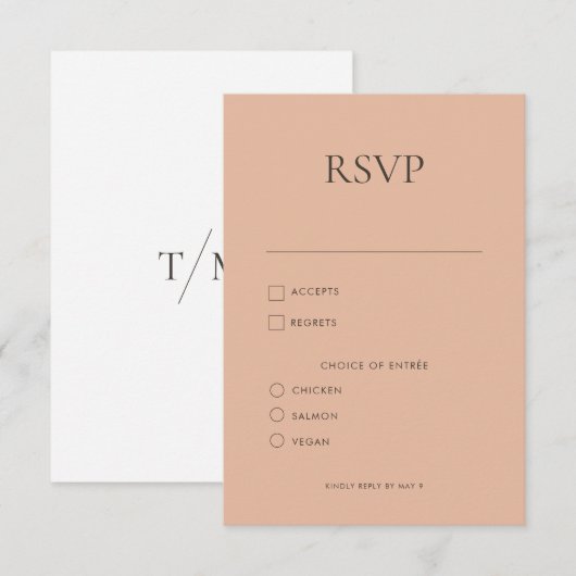 Moderne Eenvoudige Monogram Blush Mix & Match Brui RSVP Kaartje (Voorkant / Achterkant)
