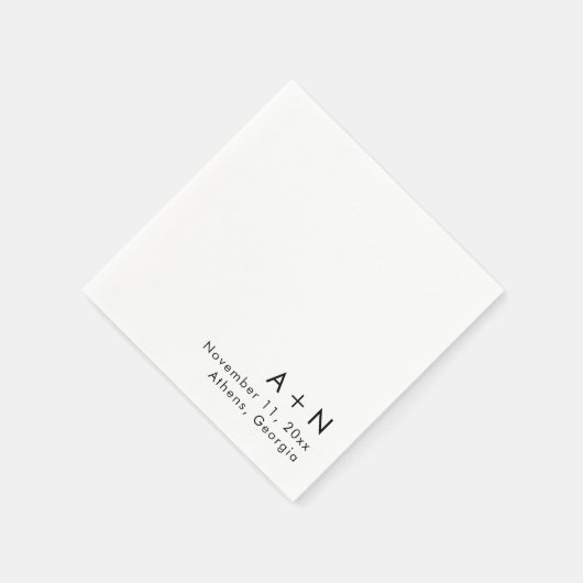 Moderne Eenvoudige Monogram Bruiloft Servetten (Hoek)