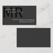 Moderne eenvoudige monogram grijs Visitekaartje (Voorkant / Achterkant)