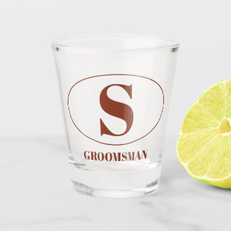 Moderne Eenvoudige Monogram Groomsmen Gift Bruilof Shot Glas