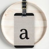 Moderne Eenvoudige Monogram Initiaal Beige Linnen Bagagelabel