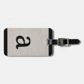 Moderne Eenvoudige Monogram Initiaal Beige Linnen Bagagelabel (Voorkant horizontaal)