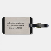 Moderne Eenvoudige Monogram Initiaal Beige Linnen Bagagelabel (Achterkant horizontaal)