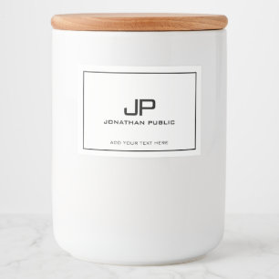 Moderne Eenvoudige Monogram Namen Sjabloon Profess Voedselcontainer Etiket