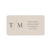 Moderne eenvoudige monogram Zandcombinatie en paar Etiket (Voorkant)