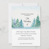 Moderne eenvoudige Mountain Lake in Forest Wedding Kaart (Voorkant)