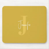 Moderne Eenvoudige Naam & Initiaal Monogram Goud Muismat (Voorkant)