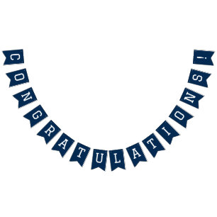 Moderne Eenvoudige Navy Blauwe Felicitaties Afstud Vlaggetjes