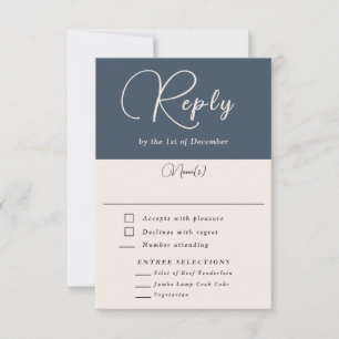 Moderne Eenvoudige Navy Blue Simple RSVP met maalt Kaartje