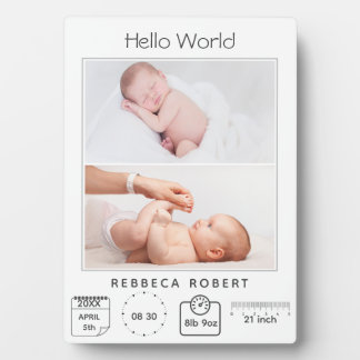 Moderne Eenvoudige Nieuwe Baby Gepersonaliseerde 2 Fotoplaat
