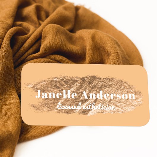 Moderne, eenvoudige Oranje Faux Gold Foil Professi Naamplaatje