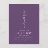 Moderne, eenvoudige Paars bespaart de datum Aankondigingskaart (Voorkant)