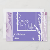 Moderne eenvoudige Paarse horizontale lavendel Save The Date (Voorkant)